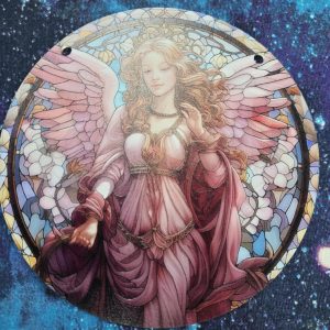 Round window hanger- pink angel