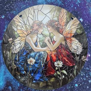 Round window hanger- pair fairy