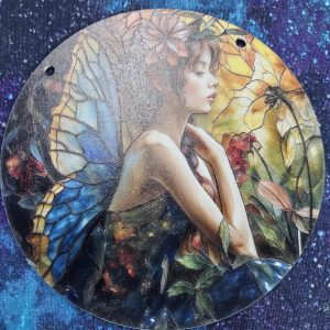 Round window hanger- garden fairy