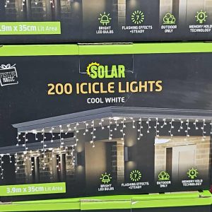 solar 200 icicle lights - white
