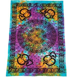 Om Chakra Tie Dye Cotton Tapestry 177cm x 269cm- deal!