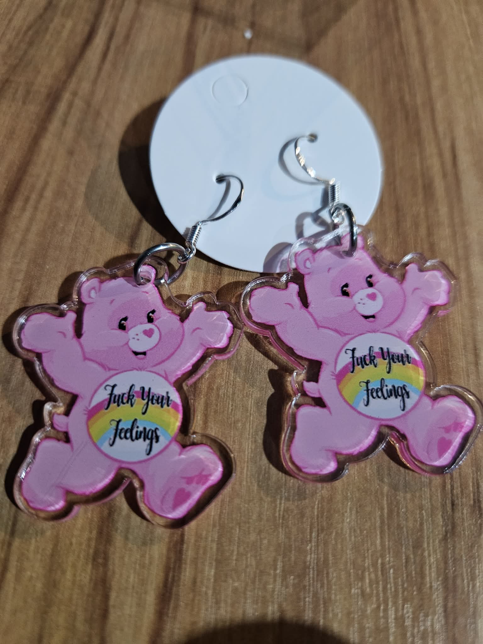 carebear earrings- f*ck your feelings
