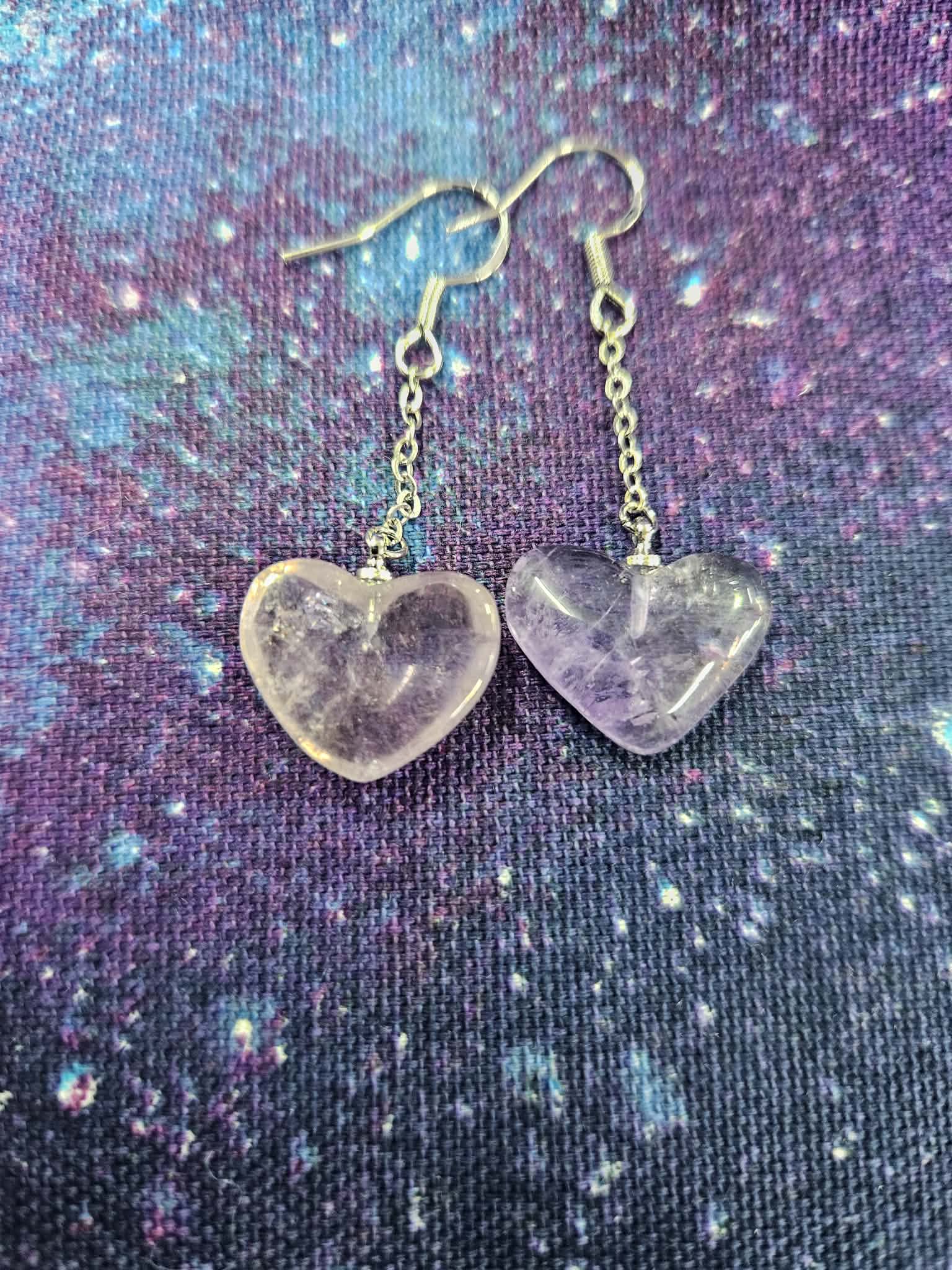 Amethyst heart earrings