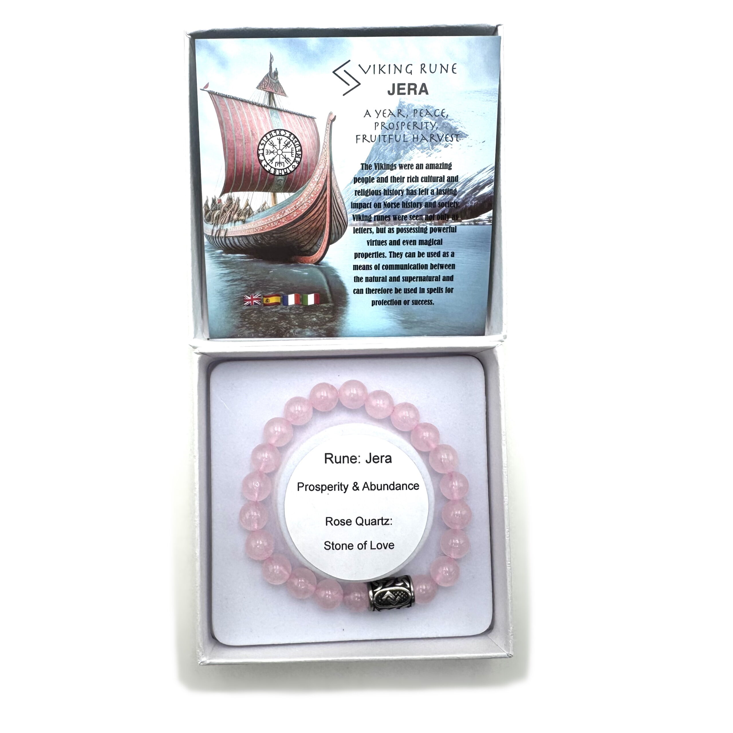 Rune Bracelet Rose Quartz - Jera