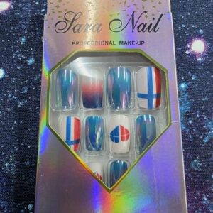 Sara nails-blue/white/red (bs)