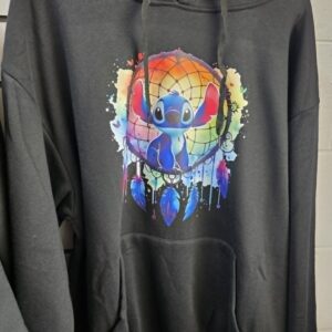 Black hoodie:  dreamcatcher stitch- large