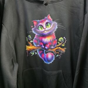 Black hoodie: Cheshire cat - xl