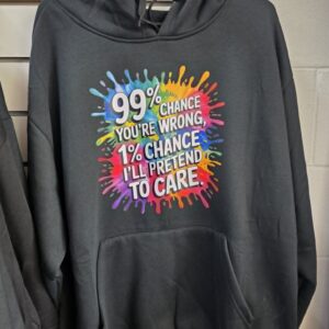 Black hoodie:  99% chance- large