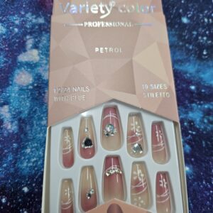 Nails- Variety color- pink flower (bs)
