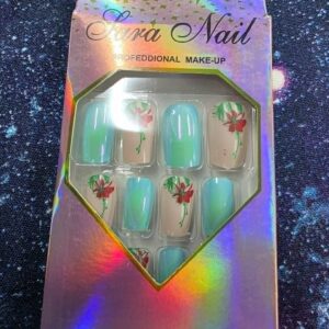 Sara nails- blue with flower (bs)